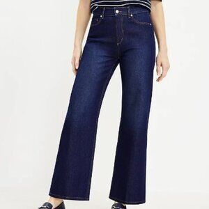 LOFT High Rise Wide Leg Jeans in Dark Indigo Wash